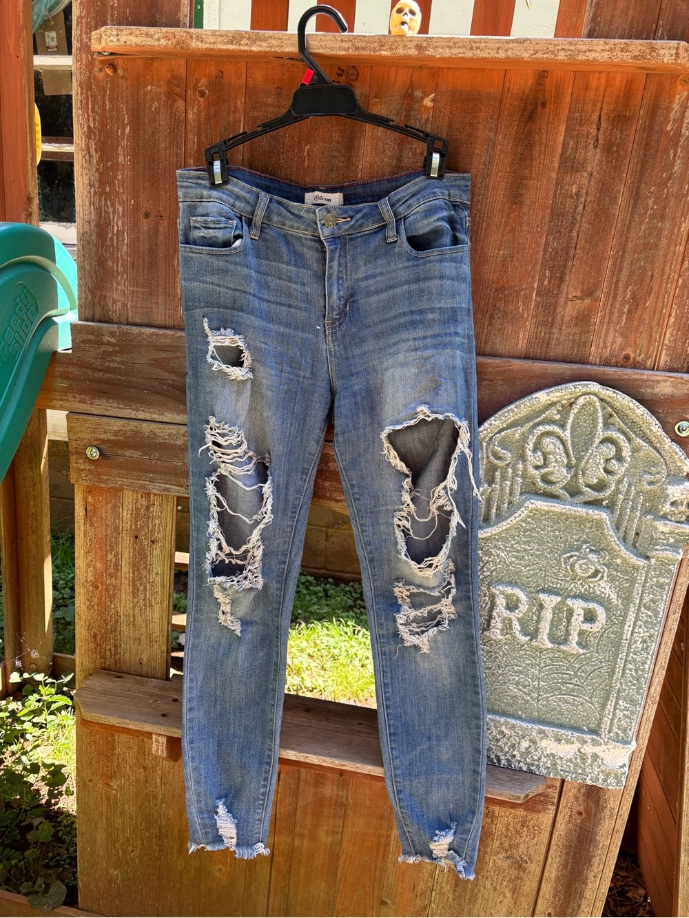 Cello Distressed Blue Skinny Jeans with Heavy Rips